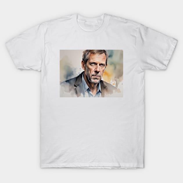 watercolors with Hugh Laurie T-Shirt by bogfl